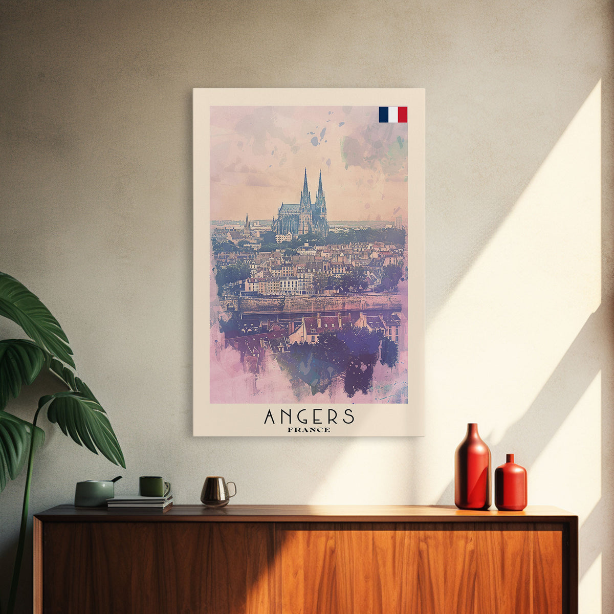 Enchanting Angers Cathedral View, Framed Canvas Print, Ideal for Bedroom Art, Travel Poster, Home Decoration, Boho Wall Art