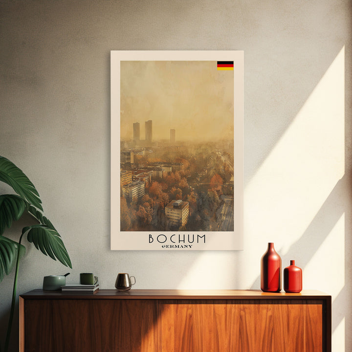 Bochum Germany Travel Poster Framed Canvas Print, Wall Art, Home Decor, Travel Print, Autumn Scene, Modern Art, Original Art