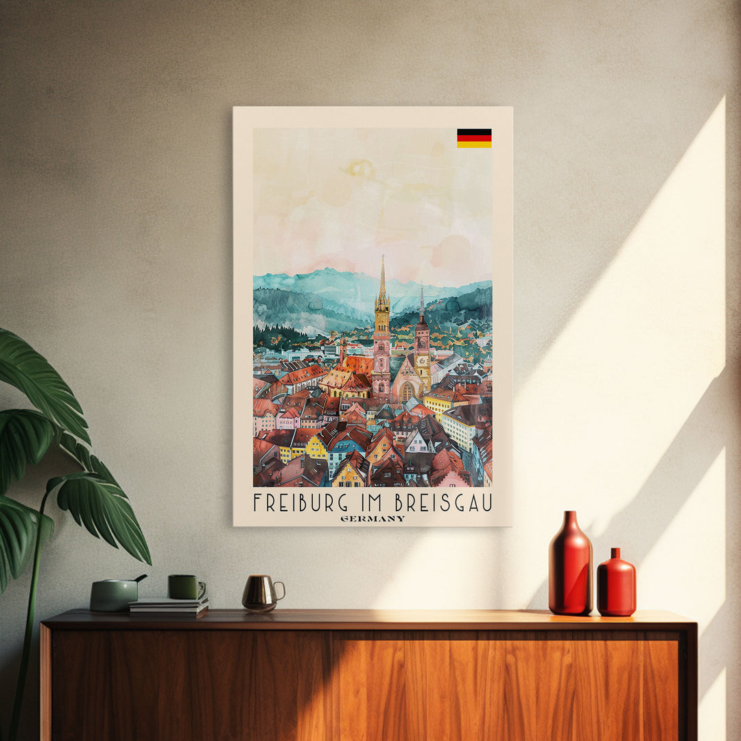 Freiburg, Germany Travel Poster Art, Framed Canvas Print for Living Room or Bedroom, Scenic Wall Art, Perfect Home Decoration