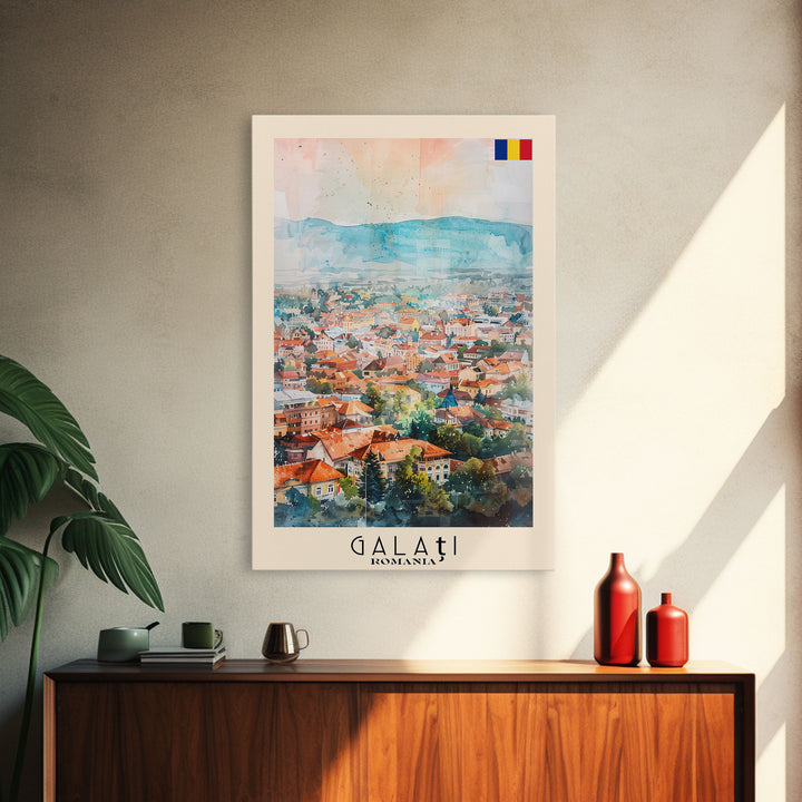 Galati, Romania Travel Poster Art, Framed Canvas Print for Living Room or Bedroom, Scenic Wall Art, Perfect Home Decoration