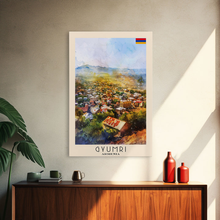 Gyumri Armenia Scenic City View Art, Framed Canvas Print, Living Room Wall Art, Travel Poster, Home Decor, Armenian Wall Art