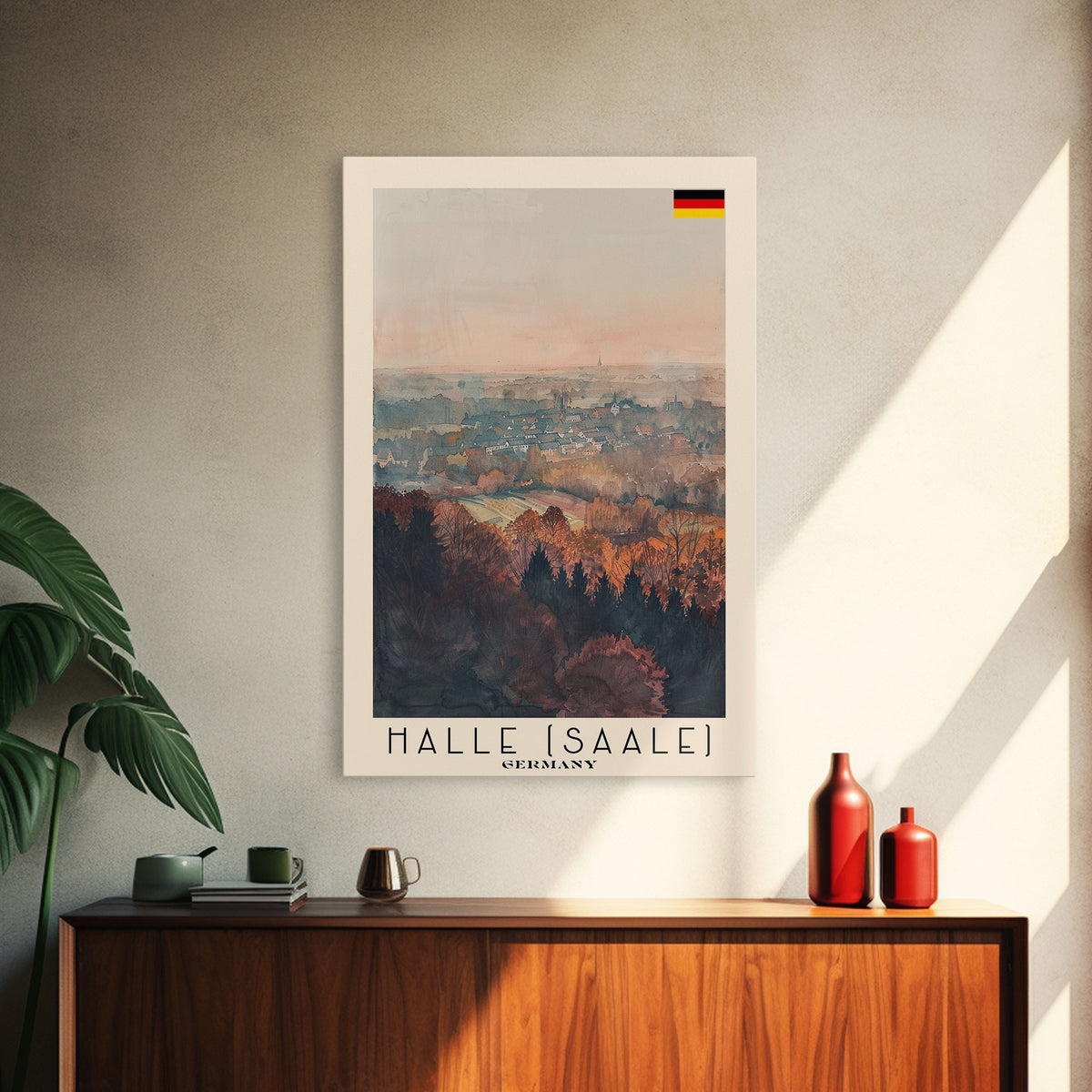Halle Germany Scenic View Art, Framed Canvas Print, Bedroom Wall Art, Travel Poster Art, Home Decoration, German Wall Art