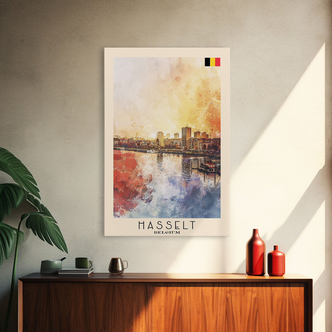 Hasselt Belgium Urban Cityscape Art, Framed Canvas Wall Art, Living Room Decor, Modern Home Decor, City Poster Art Print, Travel Poster Art