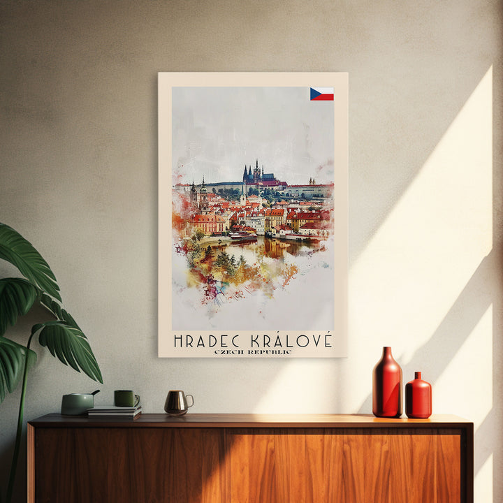 Hradec Krįlové Czech Republic Cityscape Art, Framed Canvas Wall Art, Home Decor, Living Room Decor, Historic Poster, Wall Art, Travel Poster Art