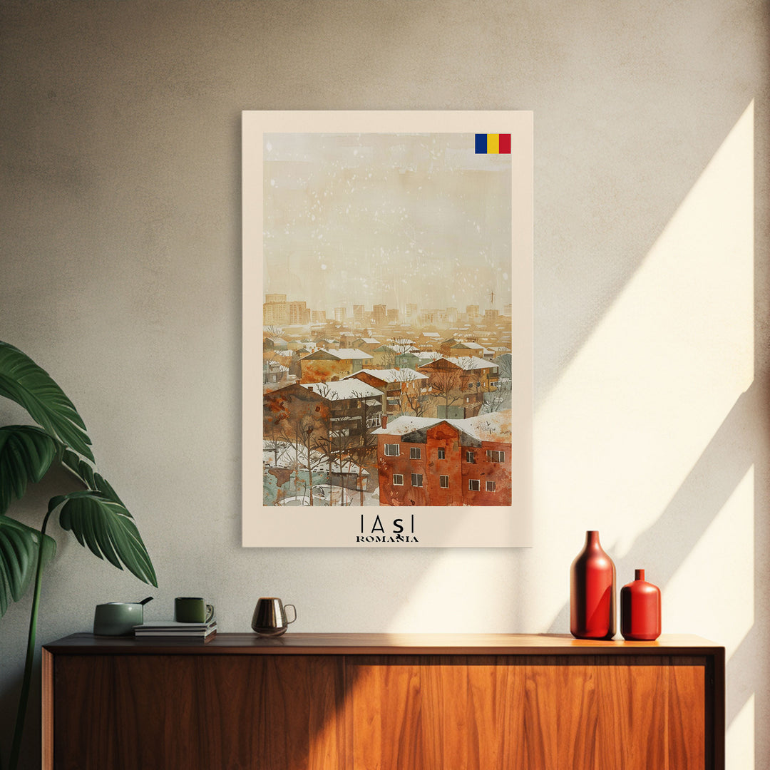 Iasi Romania Winter Scene Art Print, Stunning Canvas Print for Seasonal Home Decor, Travel Poster for Living Room Wall Art, Romanian Cityscape