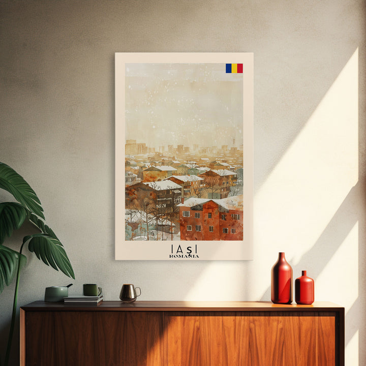 Iasi Romania Winter Scene Art Print, Stunning Canvas Print for Seasonal Home Decor, Travel Poster for Living Room Wall Art, Romanian Cityscape