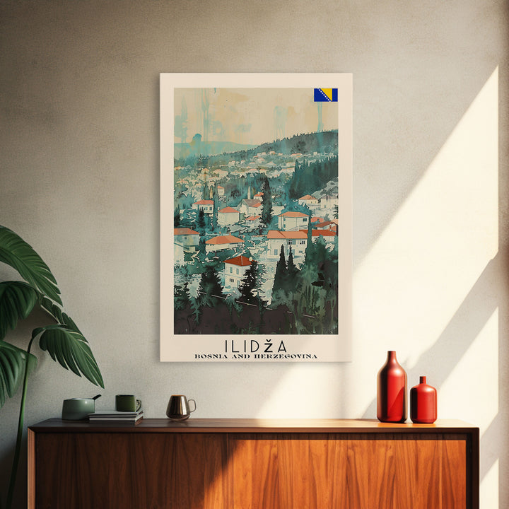 Ilidza Bosnia Scenic Mountain View Art Print, Beautiful Canvas Print for Nature Lovers, Travel Poster for Home Decor, Bosnian Landscape Wall Art