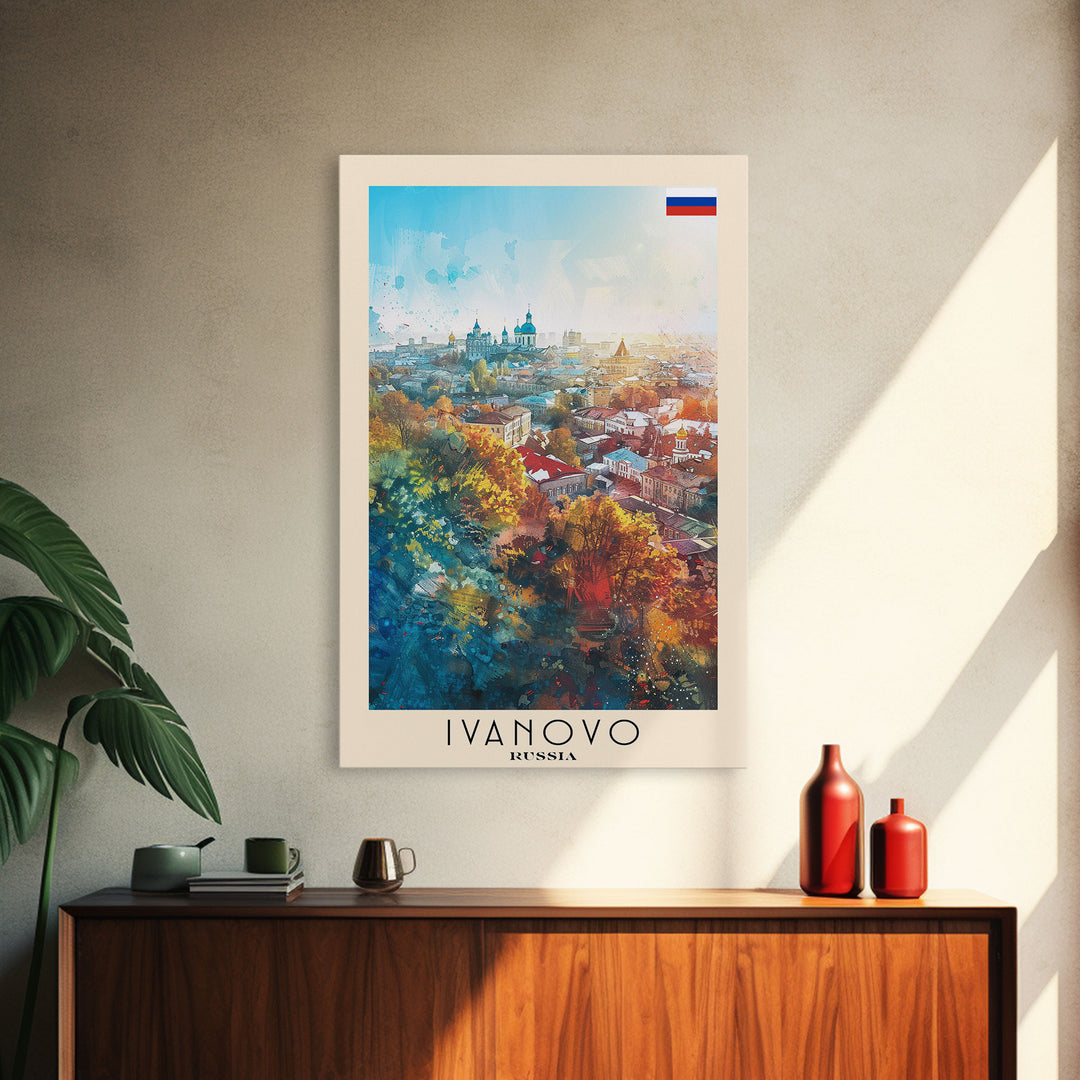 Ivanovo Russia Historic Town Art Print, Vibrant Canvas Print for Home Decor, Travel Poster for Living Room Wall Art, Russian Heritage View