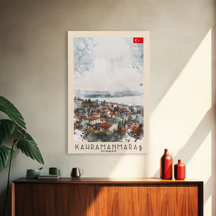 Kahramanmaras Turkey Historical View, Framed Canvas Print, Travel Poster, Cultural Wall Art, Bedroom Decor, Ancient Cityscape, Rich Home Decoration