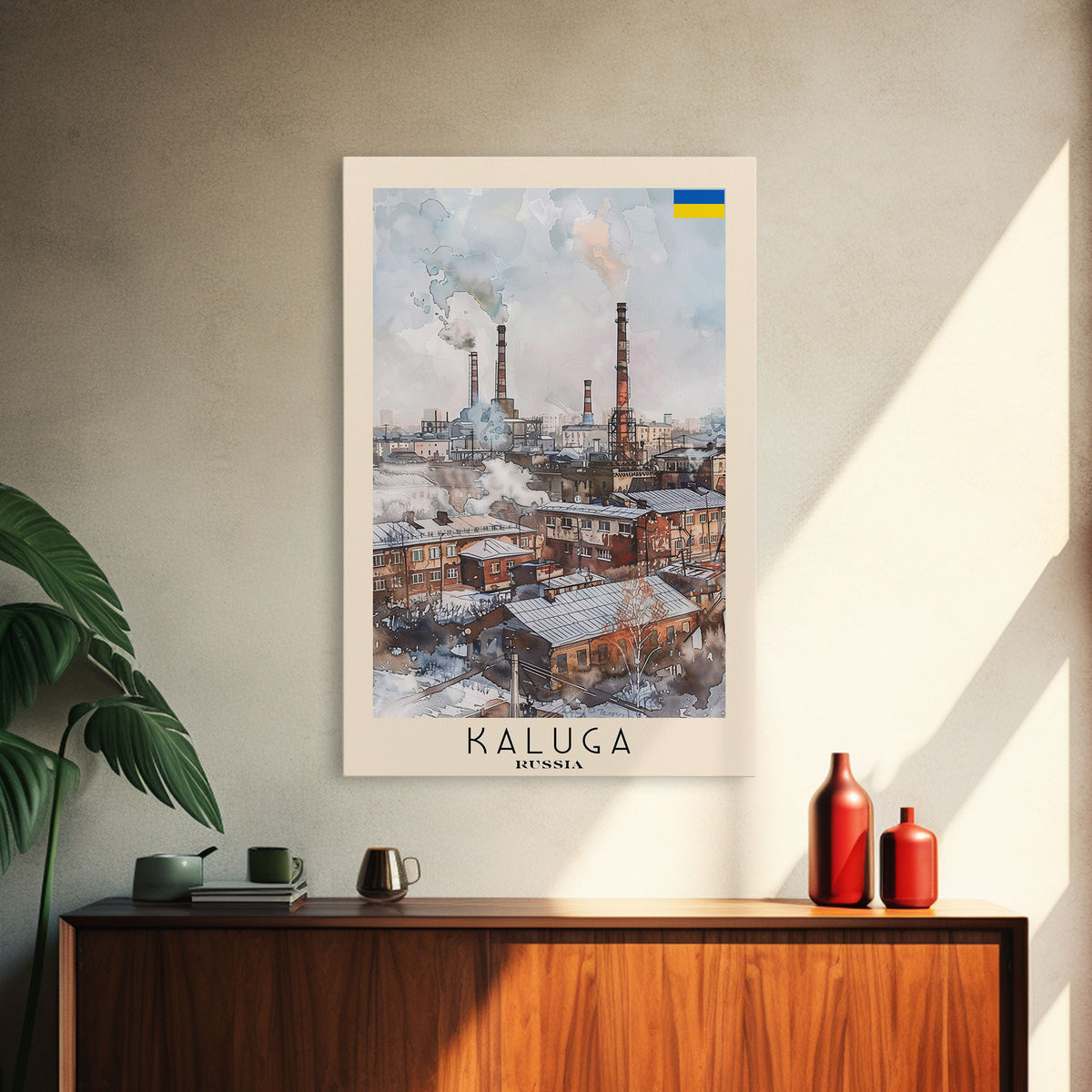 Kaluga Russia Cityscape View, Framed Canvas Print, Travel Poster, Wall Art, Urban Decor, Modern Home Decoration, Living Room Art, Russian City