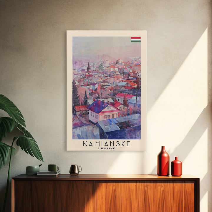 Kamianske Ukraine Scenic View, Framed Canvas Print, Travel Poster, Wall Art, Living Room Decor, Cityscape Art, Modern Home Decoration, Ukrainian City