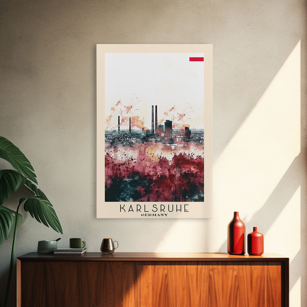 Karlsruhe Germany Urban Landscape, Framed Canvas Print, Travel Poster, Wall Art, Office Decor, Cityscape Art, Modern Home Decoration, German City