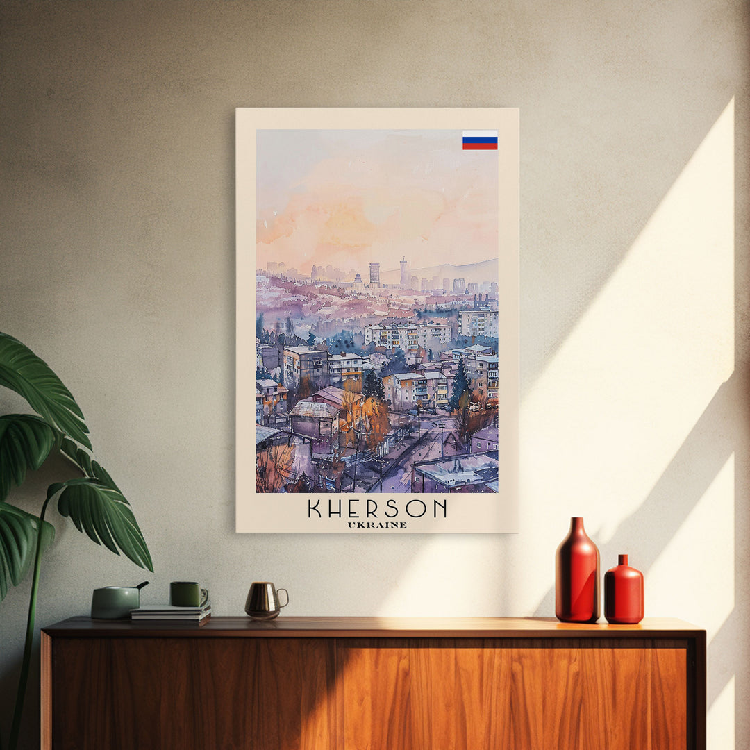 Kherson Ukraine Port View, Framed Canvas Print, Travel Poster, Wall Art, Home Decor, Living Room Decoration, Ukrainian Cityscape Art