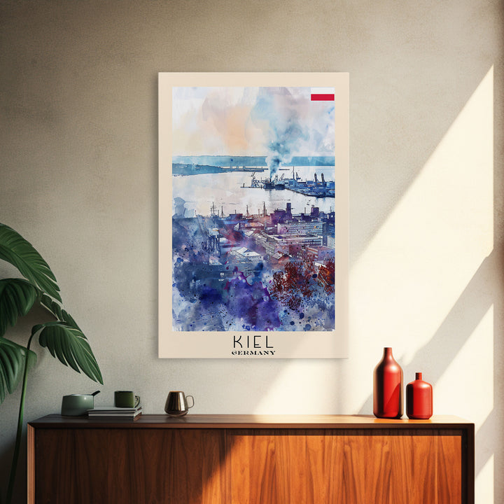 Kiel Germany Harbor View, Framed Canvas Print, Travel Poster, Wall Art, Home Decor, Living Room Decoration, German Cityscape Art