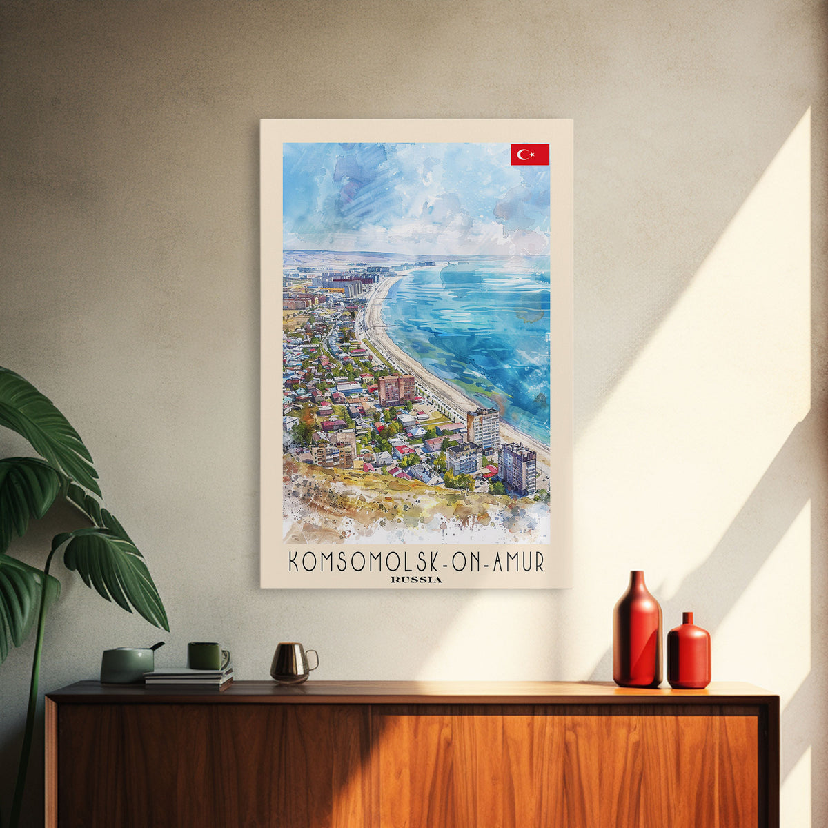 Komsomolsk-on-Amur Russia Industrial Cityscape, Framed Canvas Print, Travel Poster, Wall Art, Study Room Decor, Russian Urban Artwork, Industrial Scene