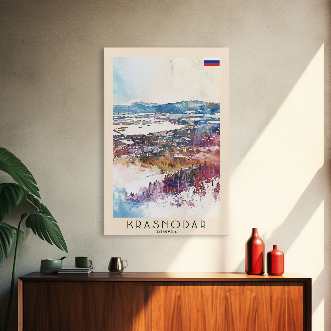 Krasnodar Russia Travel Poster Framed Canvas Print, Abstract Landscape Art, Wall Decor, Home Decoration, Travel Print, Artistic Gift