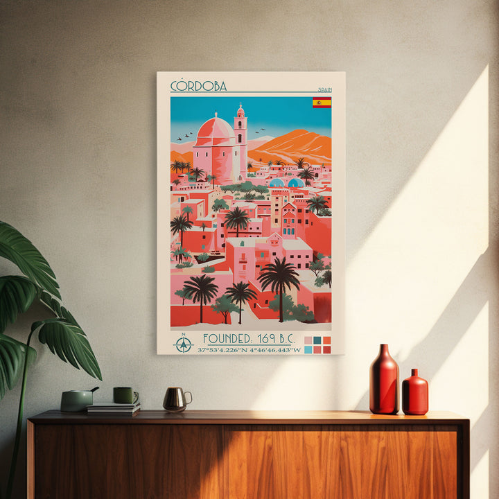 Cordoba Spain Travel Poster Framed Canvas Print, Vintage Style, Pop Art Home Decor, Scenic Wall Art, Living Room Decoration, Artistic Gift