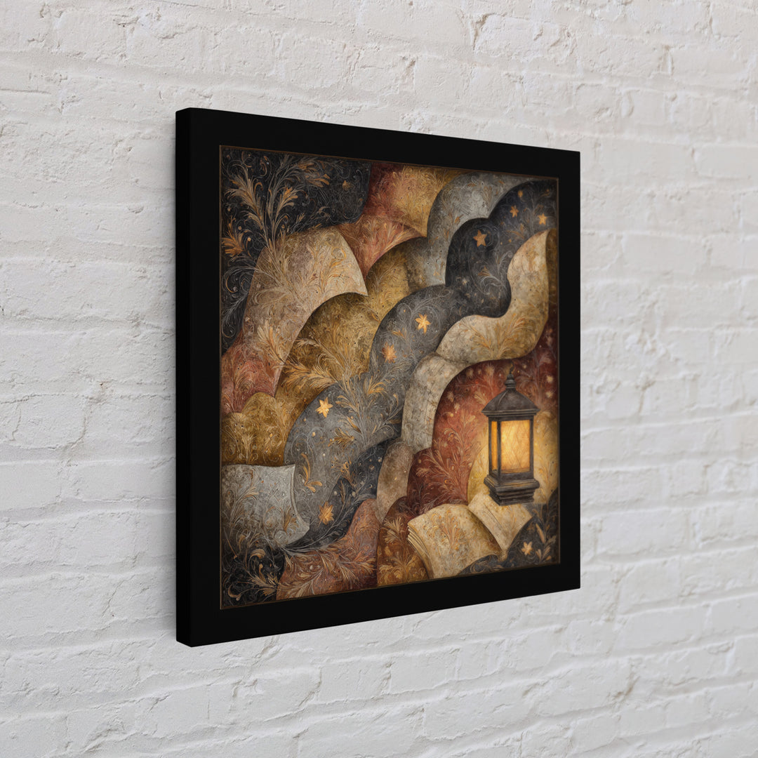 Phoenix Rising in Gold and Crimson Flames Framed Canvas Print, Fantasy Art, Fine Art Print, Living Room Decor, Fine Art, Mythic, FAN-1x1-29