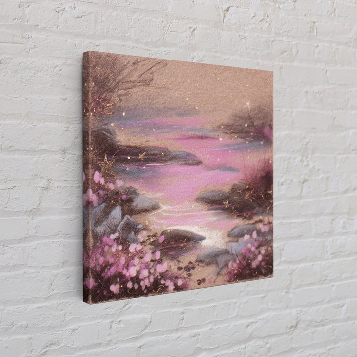 Mermaid Lagoon with Bioluminescent Water Framed Canvas Print, Fantasy Art, Gallery Decor, Living Room Decor, Fine Art, Mythic, FAN-1x1-32