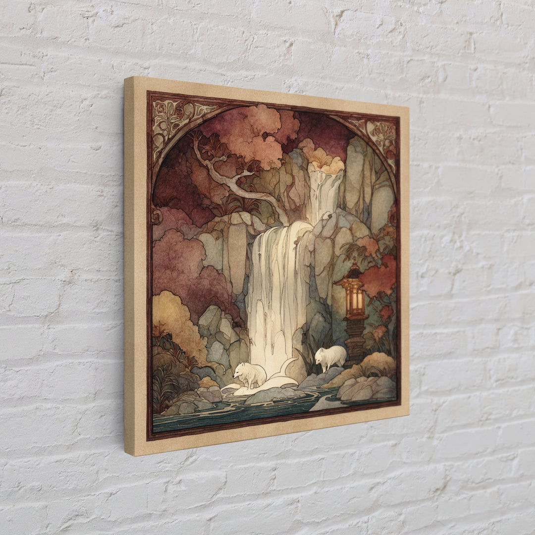 Crystal Cave with Luminous Blue Reflections Canvas Print, Fantasy Art, Surreal Art, Living Room Decor, Oil Painting, Mythic, FAN-1x1-54