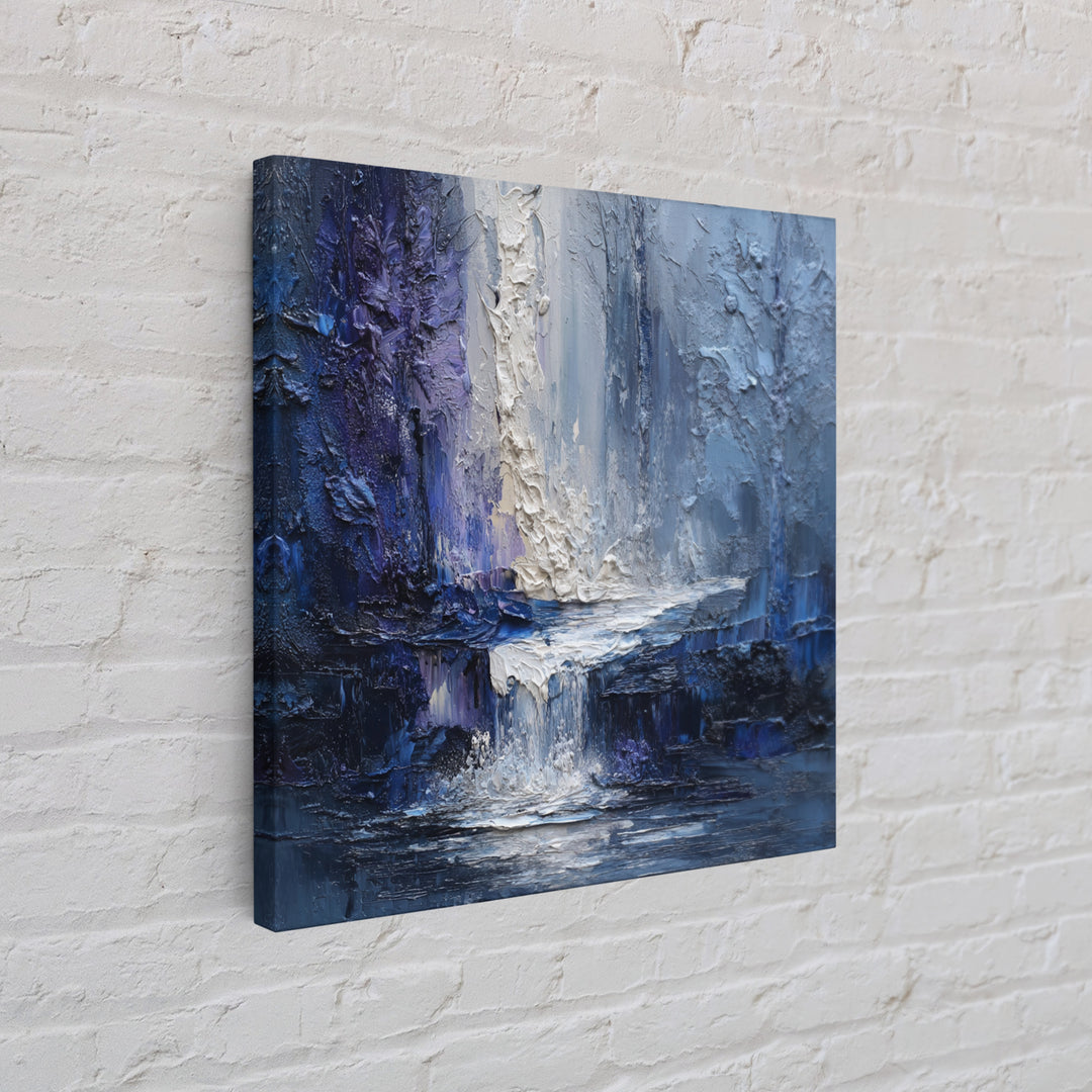 Crystal Cave with Luminous Blue Reflections Framed Canvas Print, Fantasy Art, Gallery Decor, Living Room Decor, Mythic, FAN-1x1-78