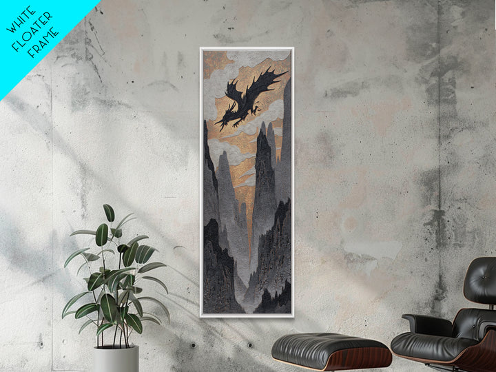 Unicorn Drinking from a Silver Stream Framed Canvas Print, Fantasy Art, Fine Art Print, Living Room Decor, Fine Art, Mythic, FAN-1x3-4