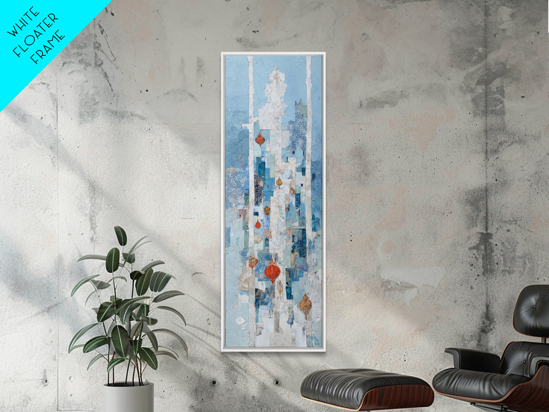 Crystal Cave with Luminous Blue Reflections Canvas Print, Fantasy Art, Acrylic Painting, Living Room Decor, Fine Art, Mythic, FAN-1x3-42