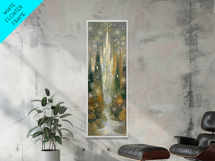 Mythic Waterfall Guarded by White Wolves Canvas Print, Fantasy Art, Wall Decor, Living Room Decor, Abstract Art, Mythic, FAN-1x3-60