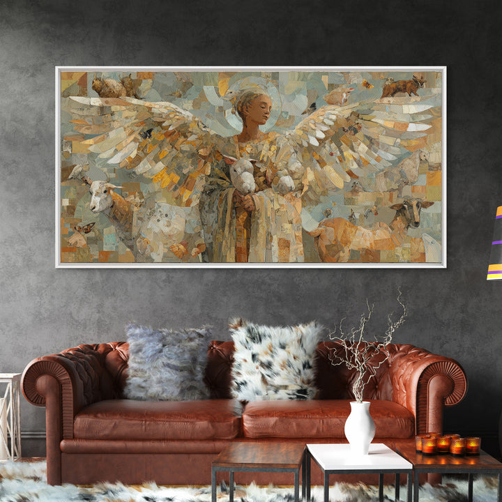 Phoenix Rising in Gold and Crimson Flames Framed Canvas Print, Fantasy Art, Home Decor, Living Room Decor, Fine Art, Mythic, FAN-2x1-1