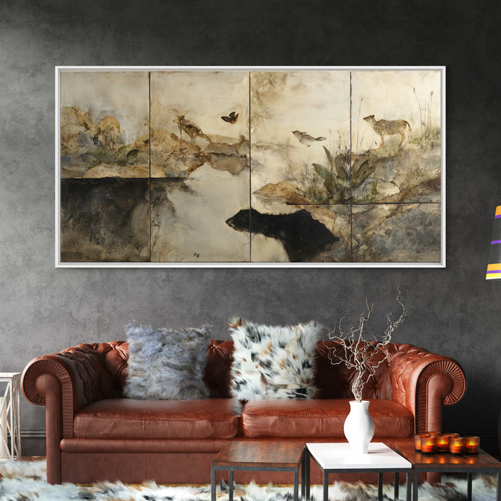 Celestial Dragon Wrapped Around a Moon Framed Canvas Print, Fantasy Art, Art Print, Living Room Decor, Fine Art, Mythic, FAN-2x1-10