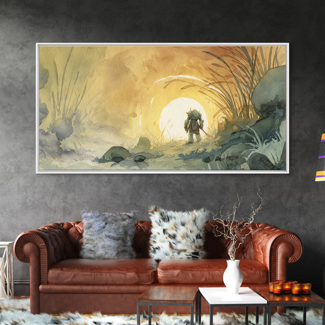 Dragon Soaring Above Jagged Mountain Peaks Canvas Print, Fantasy Art, Wall Art, Living Room Decor, Mythic, Boho Wall Art, FAN-2x1-21