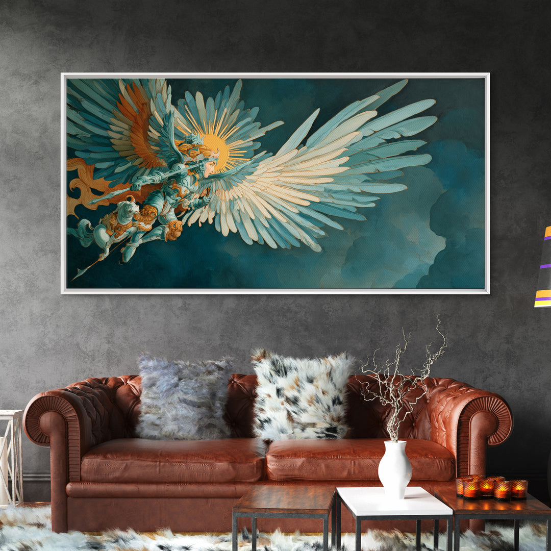 Sorceress Holding a Sphere of Starlight Framed Canvas Print, Fantasy Art, Minimalist Decor, Living Room Decor, Fine Art, Mythic, FAN-2x1-37