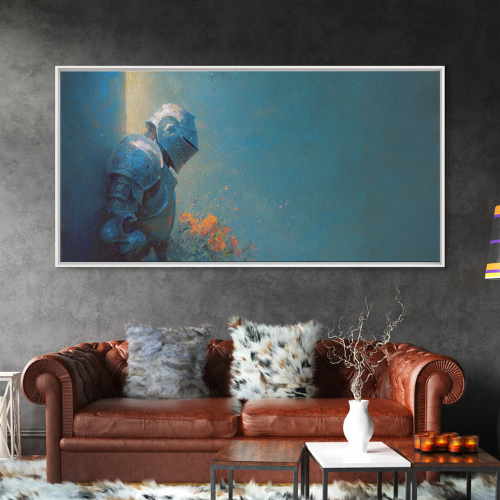 Sea Serpent Beneath a Stormy Ship Silhouette Framed Canvas Print, Fantasy Art, Fantasy Wall Art, Living Room Decor, Mythic, FAN-2x1-87