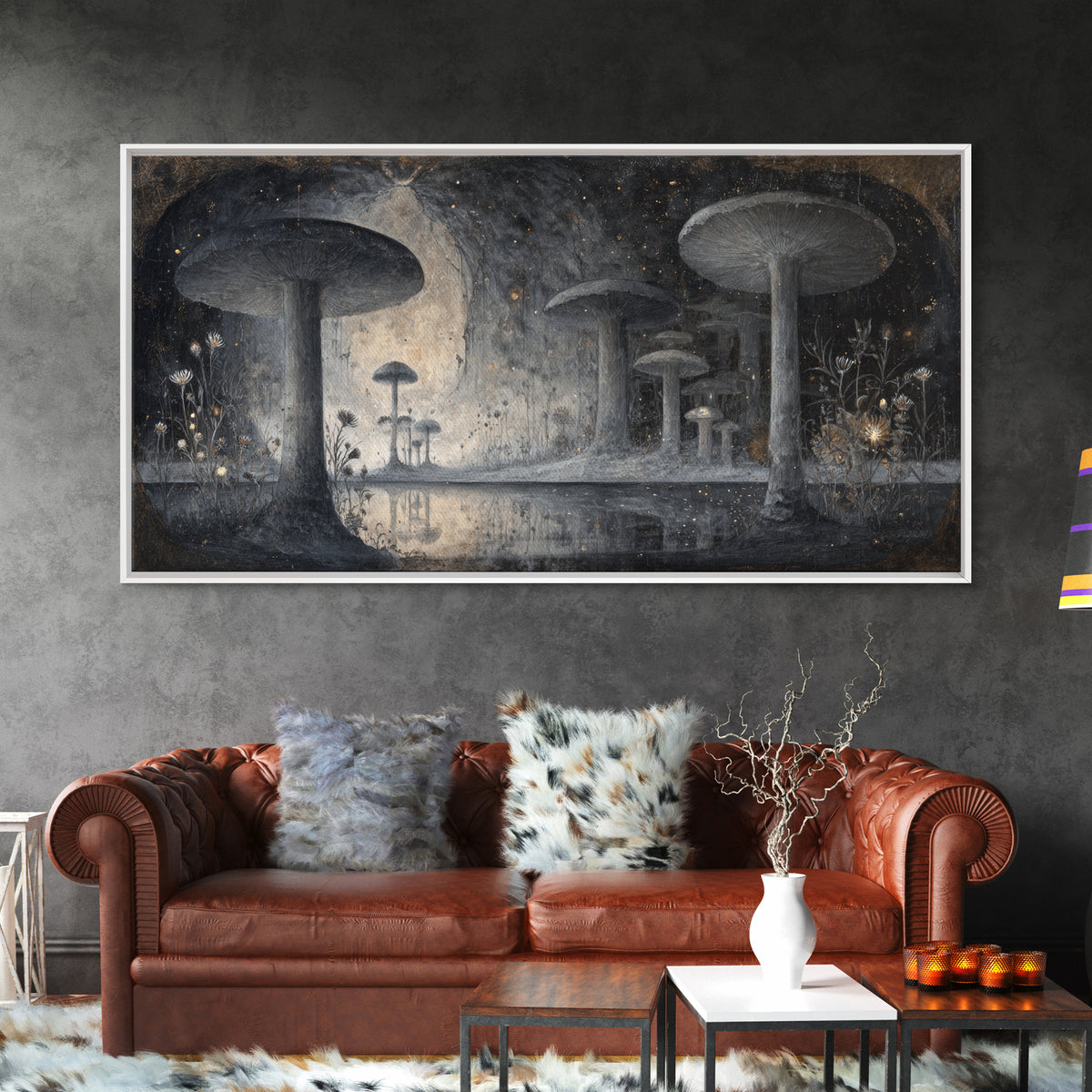 Floating Island with Waterfalls and Ancient Ruins Canvas Print, Fantasy Art, Sensual Fantasy Art, Living Room Decor, Mythic, FAN-2x1-95