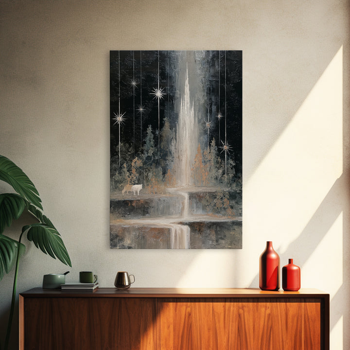 Giant Tree City Filled Framed Canvas Print, Fantasy Art, Painting, Living Room Decor, Abstract Art, Mythic, Gothic Art, FAN-2x3-17