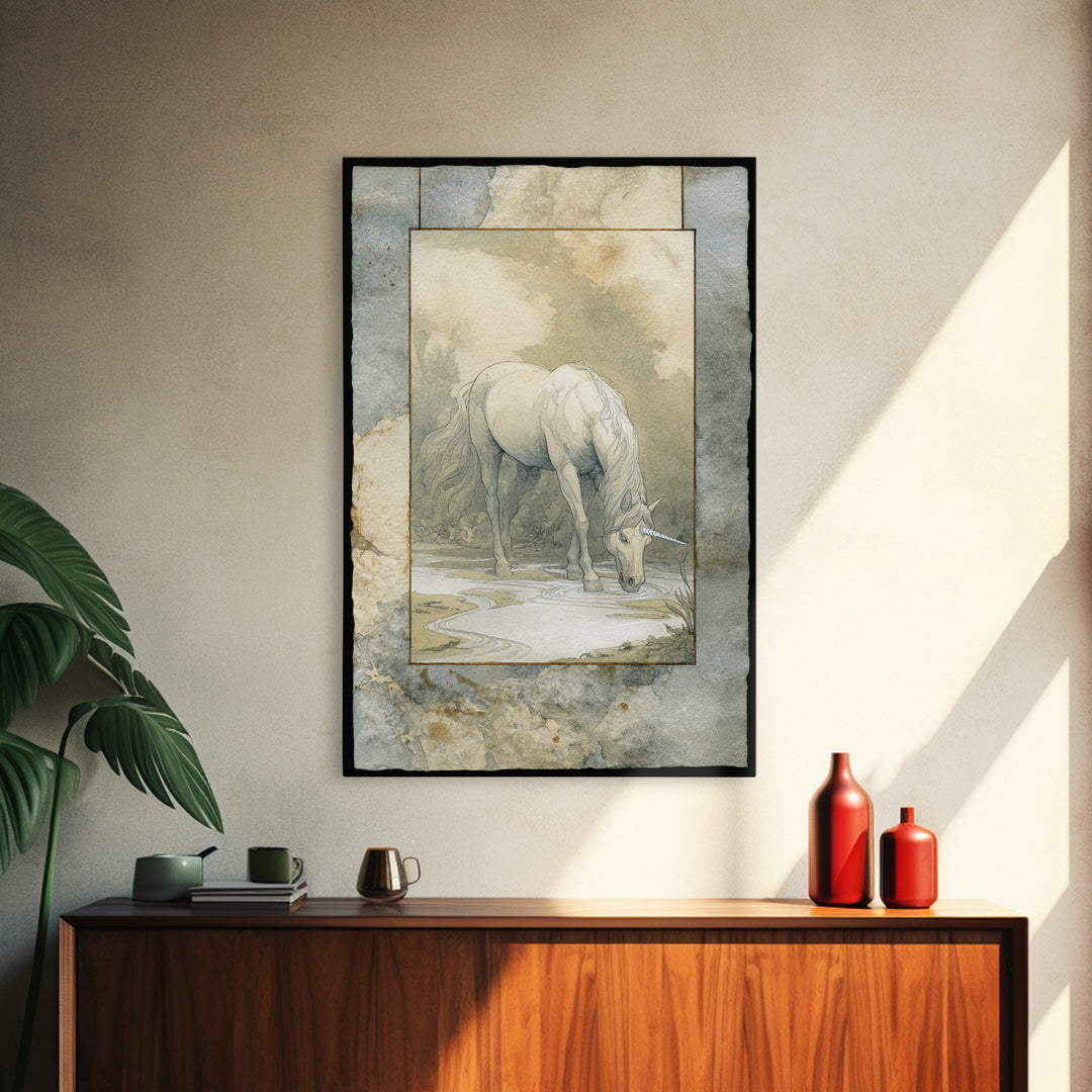 Ancient Map Landscape Framed Canvas Print, Fantasy Art, Contemporary Art, Living Room Decor, Fine Art, Mythic, Printable Art, FAN-2x3-21