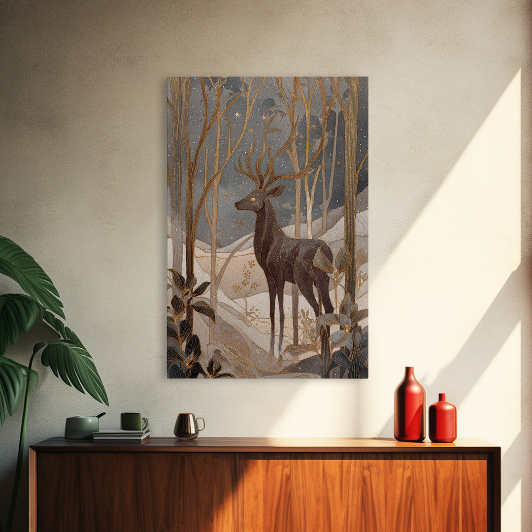 Mythic Waterfall Guarded by White Wolves Canvas Print, Fantasy Art, Fantasy Art Print, Living Room Decor, Fine Art, Mythic, FAN-2x3-32