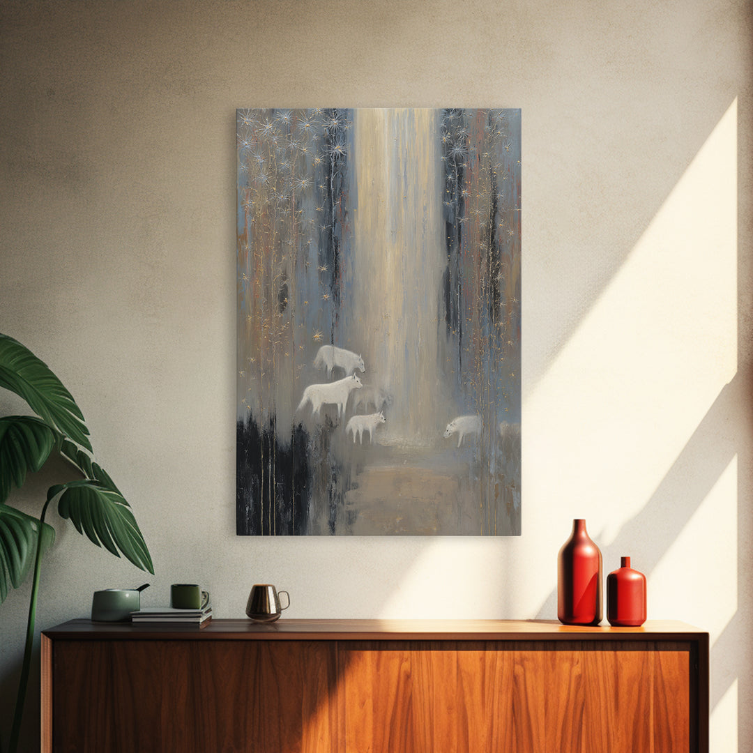 Faerie Market under Giant Mushrooms Framed Canvas Print, Fantasy Art, Wall Art, Living Room Decor, Abstract Art, Mythic, FAN-2x3-47