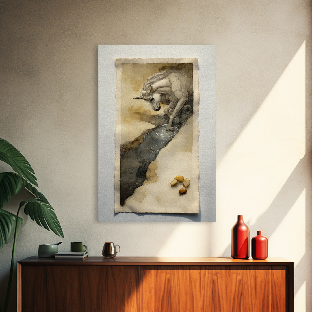 Sea Serpent Beneath a Stormy Ship Silhouette Framed Canvas Print, Fantasy Art, Room Decor, Living Room Decor, Oil Painting, FAN-2x3-51
