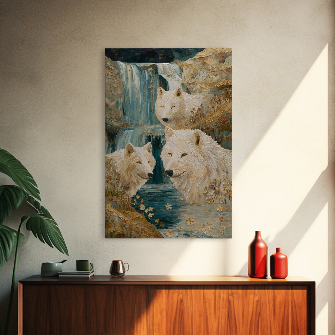 Floating Island with Waterfalls and Ancient Ruins Canvas Print, Fantasy Art, Watercolor Painting, Living Room Decor, Mythic, FAN-2x3-83