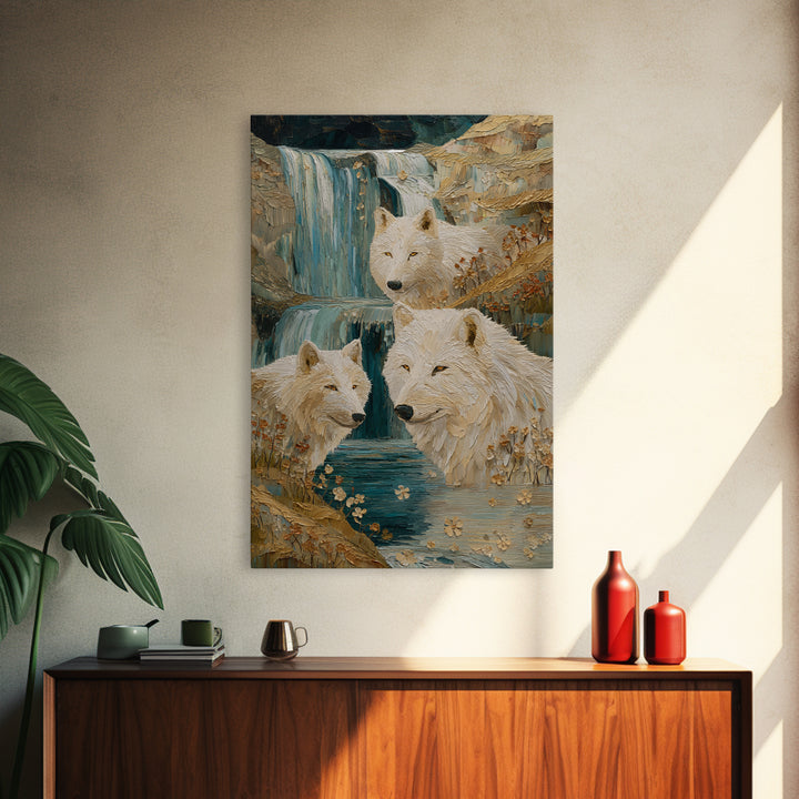 Floating Island with Waterfalls and Ancient Ruins Canvas Print, Fantasy Art, Watercolor Painting, Living Room Decor, Mythic, FAN-2x3-83