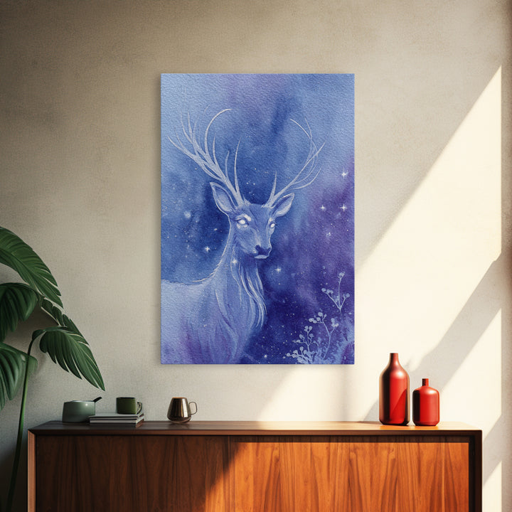 Crystal Cave with Luminous Blue Reflections Canvas Print, Fantasy Art, Print, Living Room Decor, Abstract Art, Mythic, FAN-2x3-86