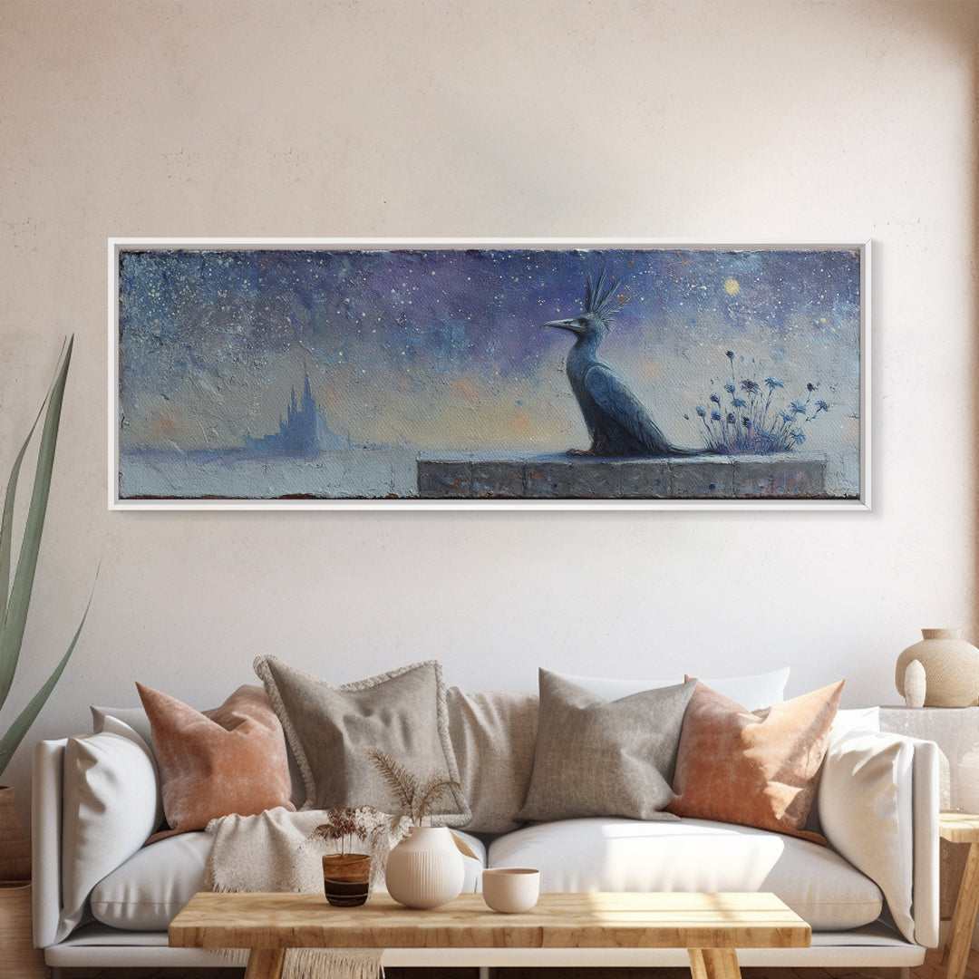 Armored Knight Facing a Glowing Portal Framed Canvas Print, Fantasy Art, Wall Decor, Living Room Decor, Oil Painting, Mythic, FAN-3x1-47