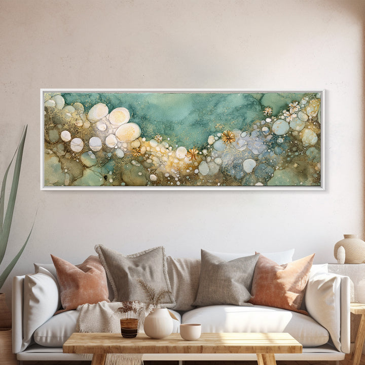 Unicorn Drinking from a Silver Stream Framed Canvas Print, Fantasy Art, Textured Painting, Living Room Decor, Fine Art, Mythic, FAN-3x1-56