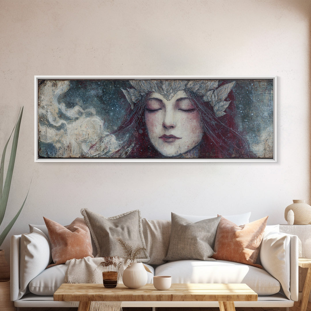 Angelic Warrior with Radiant Wings Framed Canvas Print, Fantasy Art, Room Decor, Living Room Decor, Fine Art, Mythic, FAN-3x1-63