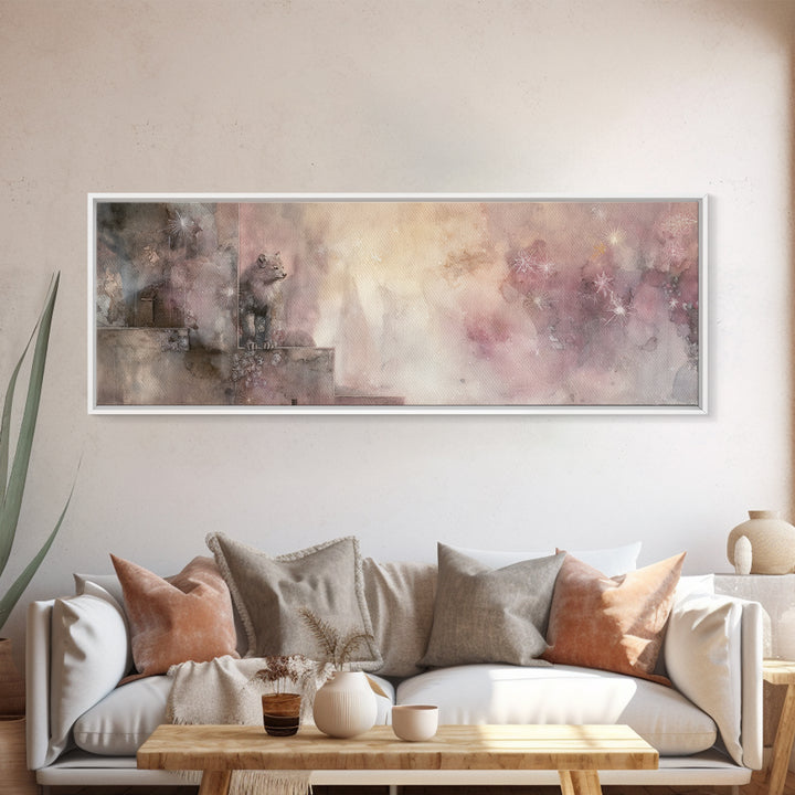 Armored Knight Facing a Glowing Portal Canvas Print, Fantasy Art, Art Nouveau, Living Room Decor, Mythic, Fantasy Wall Art, FAN-3x1-71