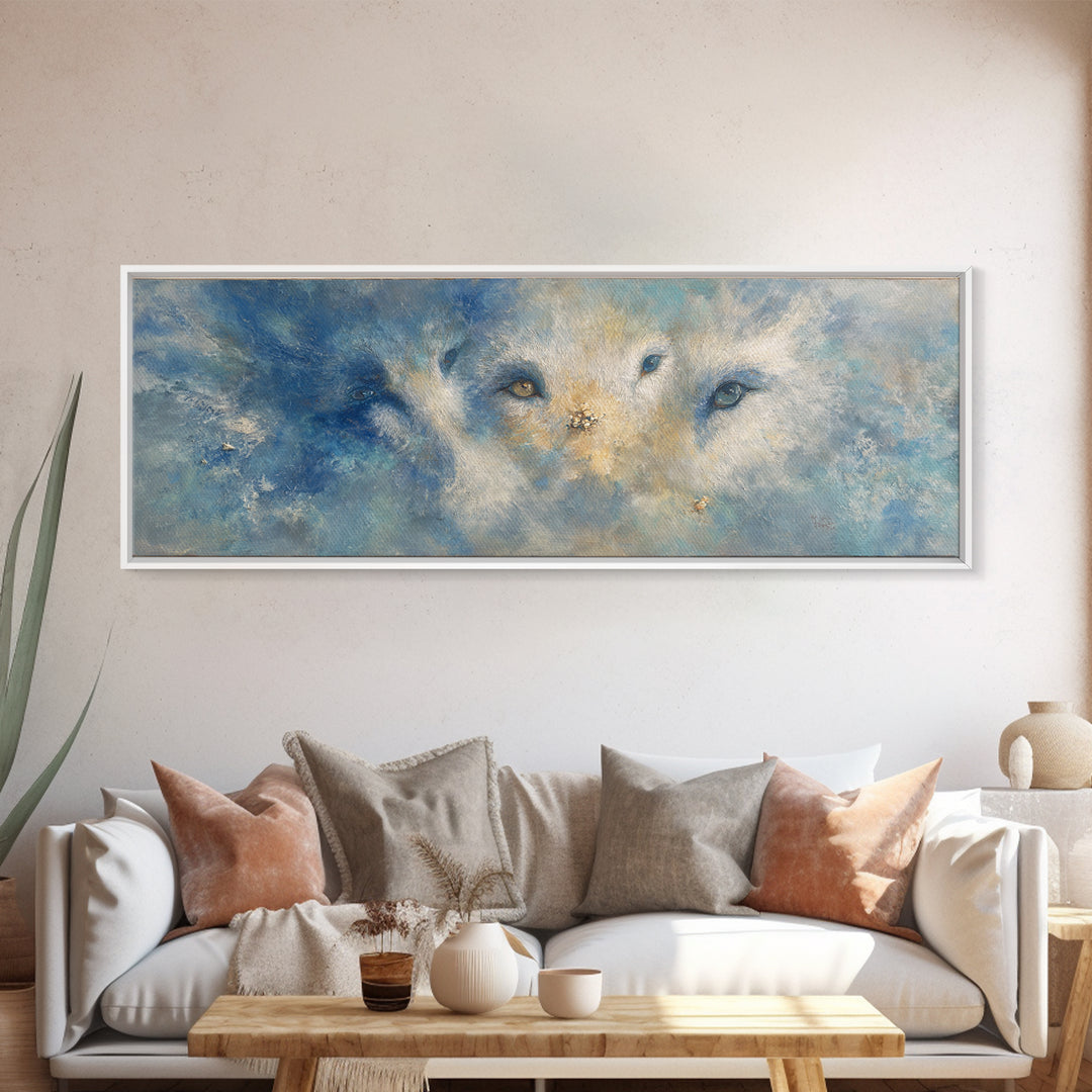 Forest Spirit with Antlers and Glowing Eyes Canvas Print, Fantasy Art, Home Decor, Living Room Decor, Oil Painting, Mythic, FAN-3x1-76