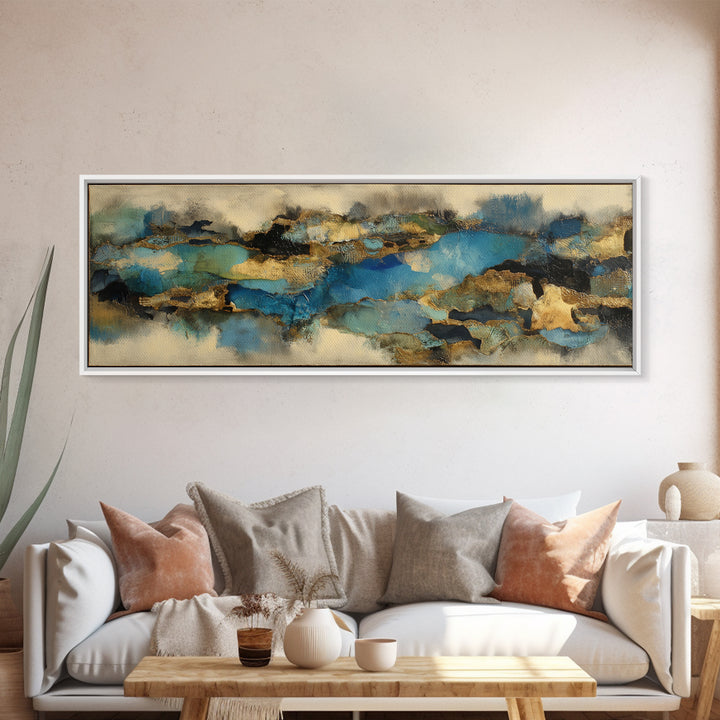 Dwarven Forge with Molten Gold Glow Framed Canvas Print, Fantasy Art, Boho Wall Art, Living Room Decor, Fine Art, Mythic, FAN-3x1-82
