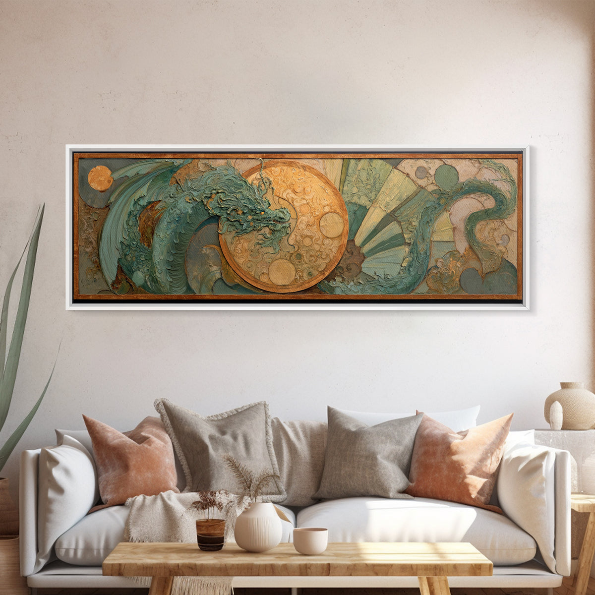 Mermaid Lagoon with Bioluminescent Water Canvas Print, Fantasy Art, Neutral Decor, Living Room Decor, Fine Art, Mythic, FAN-3x1-96