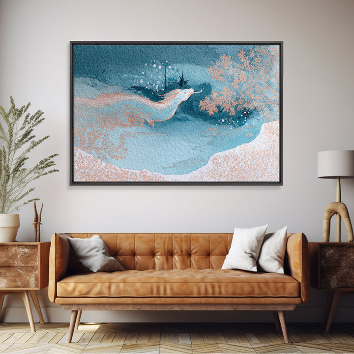 Armored Knight Facing a Glowing Portal Framed Canvas Print, Fantasy Art, Acrylic Painting, Living Room Decor, Fine Art, Mythic, FAN-3x2-35